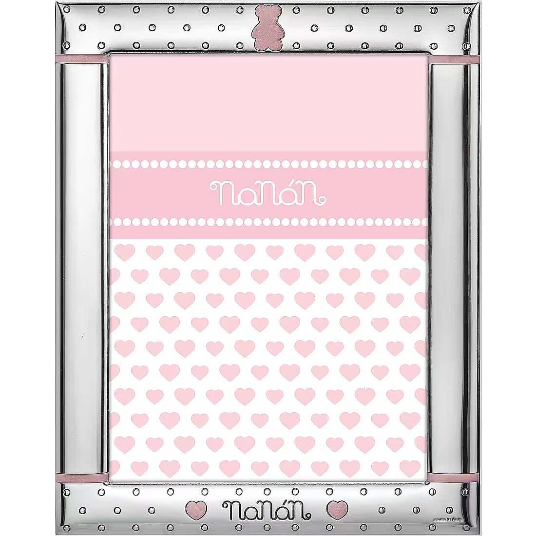 Cornice Bimba Nanan con Cuori e Orsetto Rosa 13X18