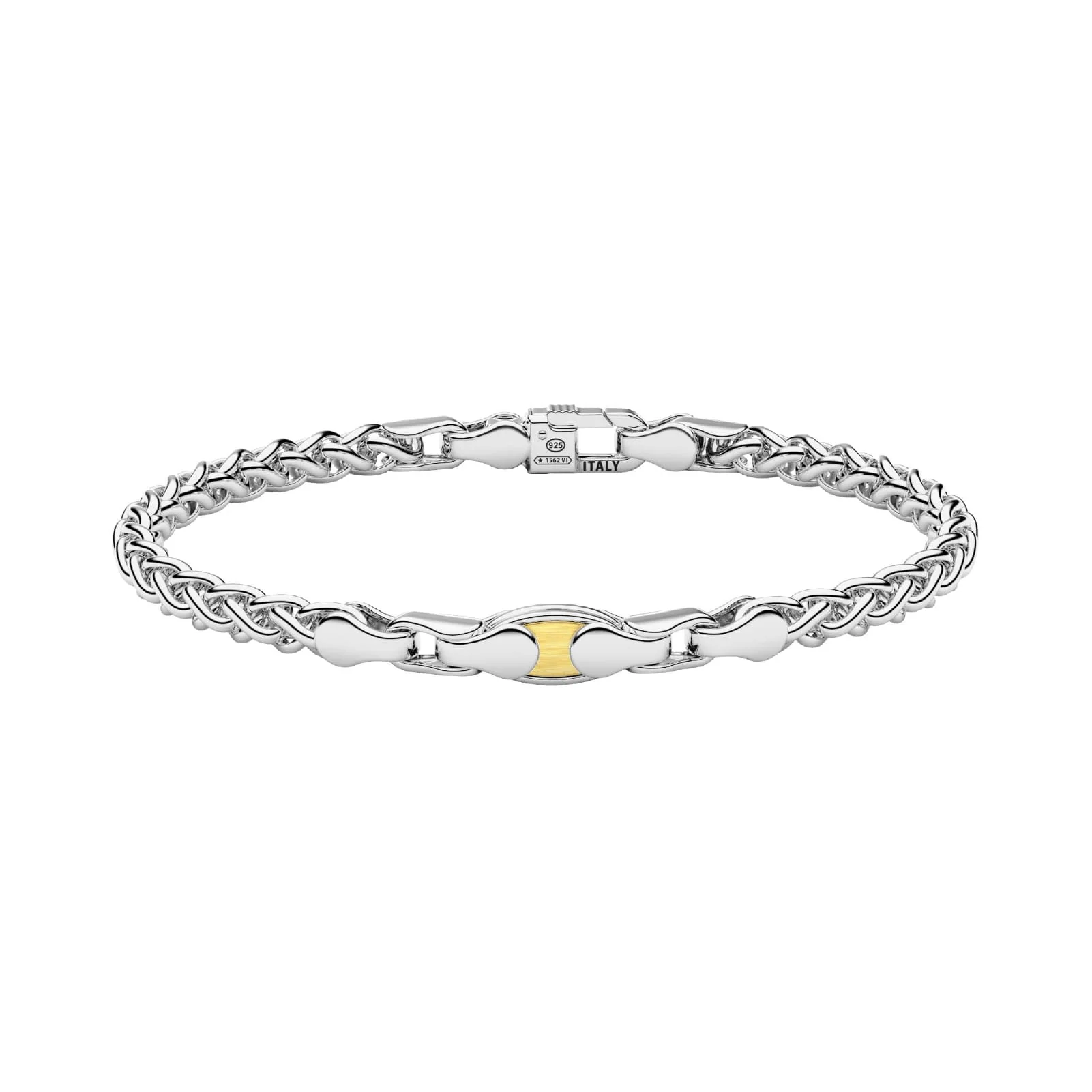 Bracciale Uomo Zancan Alpha Catena in Argento e Dettaglio in Oro Giallo 