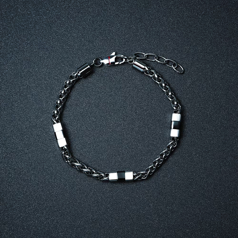 Bracciale Uomo Sector a Catena con Dettagli Neri in Acciaio