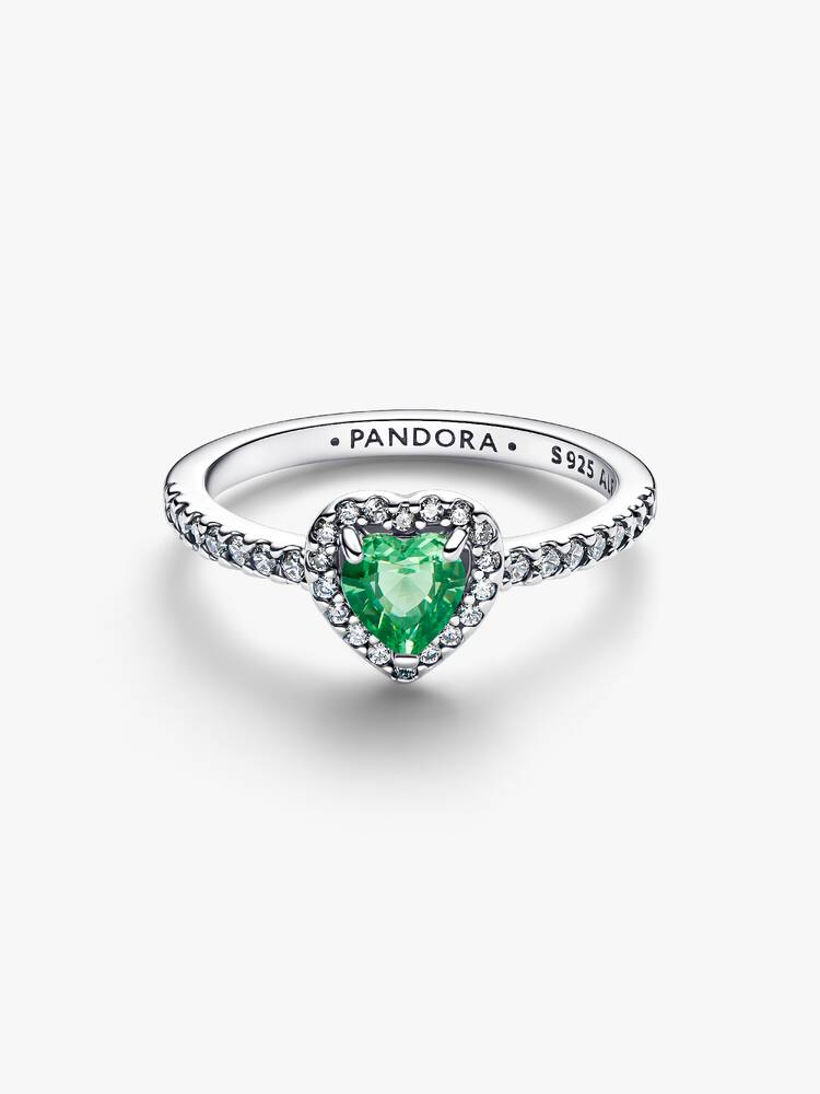 Anello Pandora Cuore in Rilievo Verde Chiaro  Misura 54