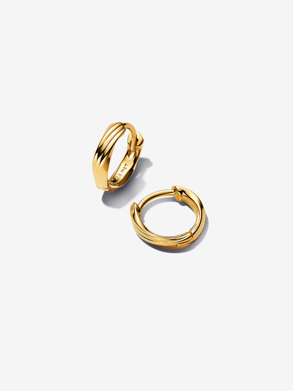 Orecchini Cerchi Pandora Piccoli Linea Avvolgente Placcatura in Oro 14k