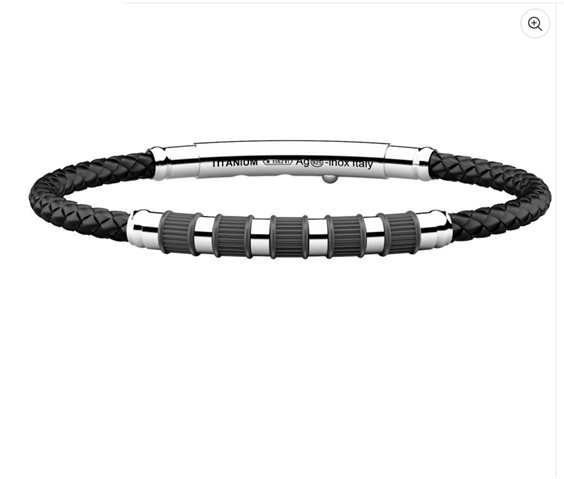 Bracciale Uomo Zancan Eternity in Titanio, Argento e Silicone Intrecciato Nero 