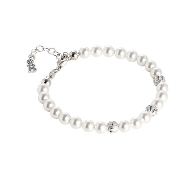 Bracciale Donna Boccadamo con Perle e Sfere Diamantate Effetto Ondulato