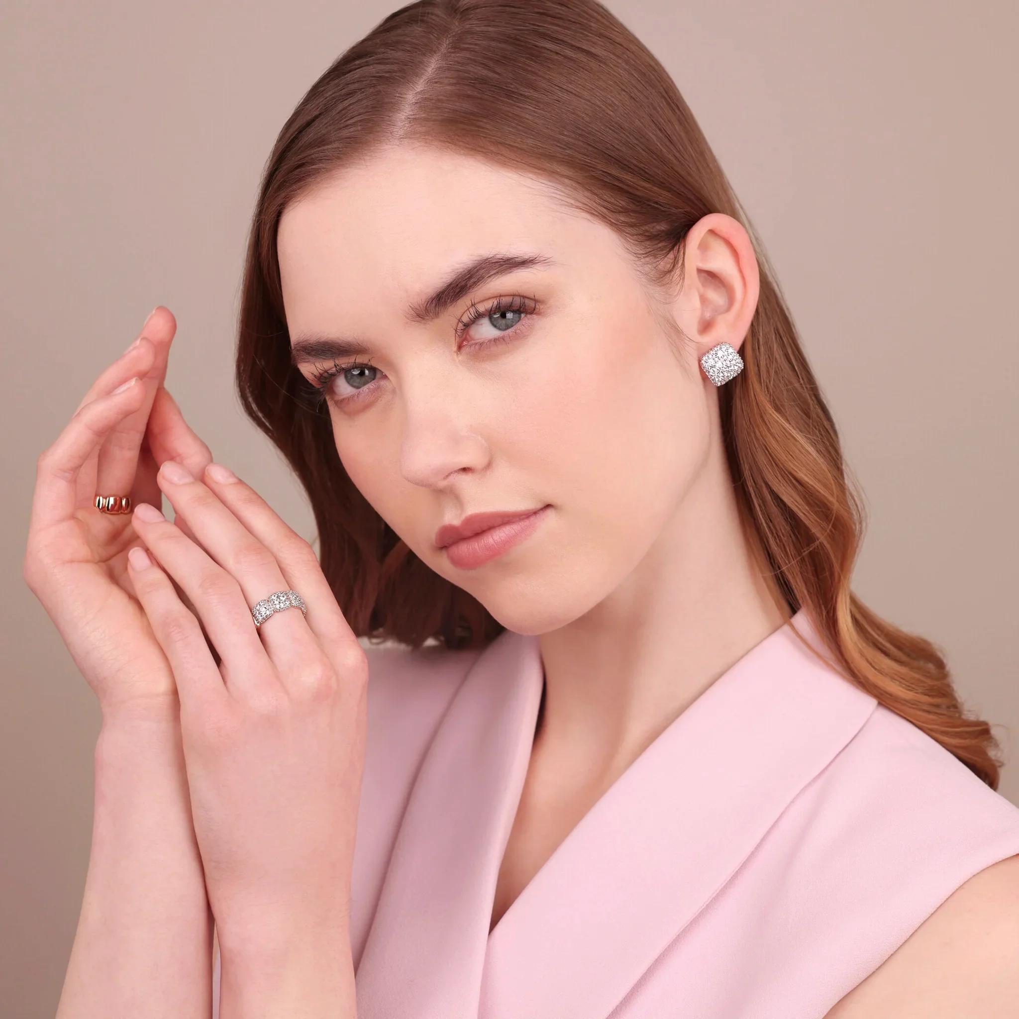 Orecchini Donna Bronzallure a Lobo Quadrati con Pavé di Cubic Zirconia