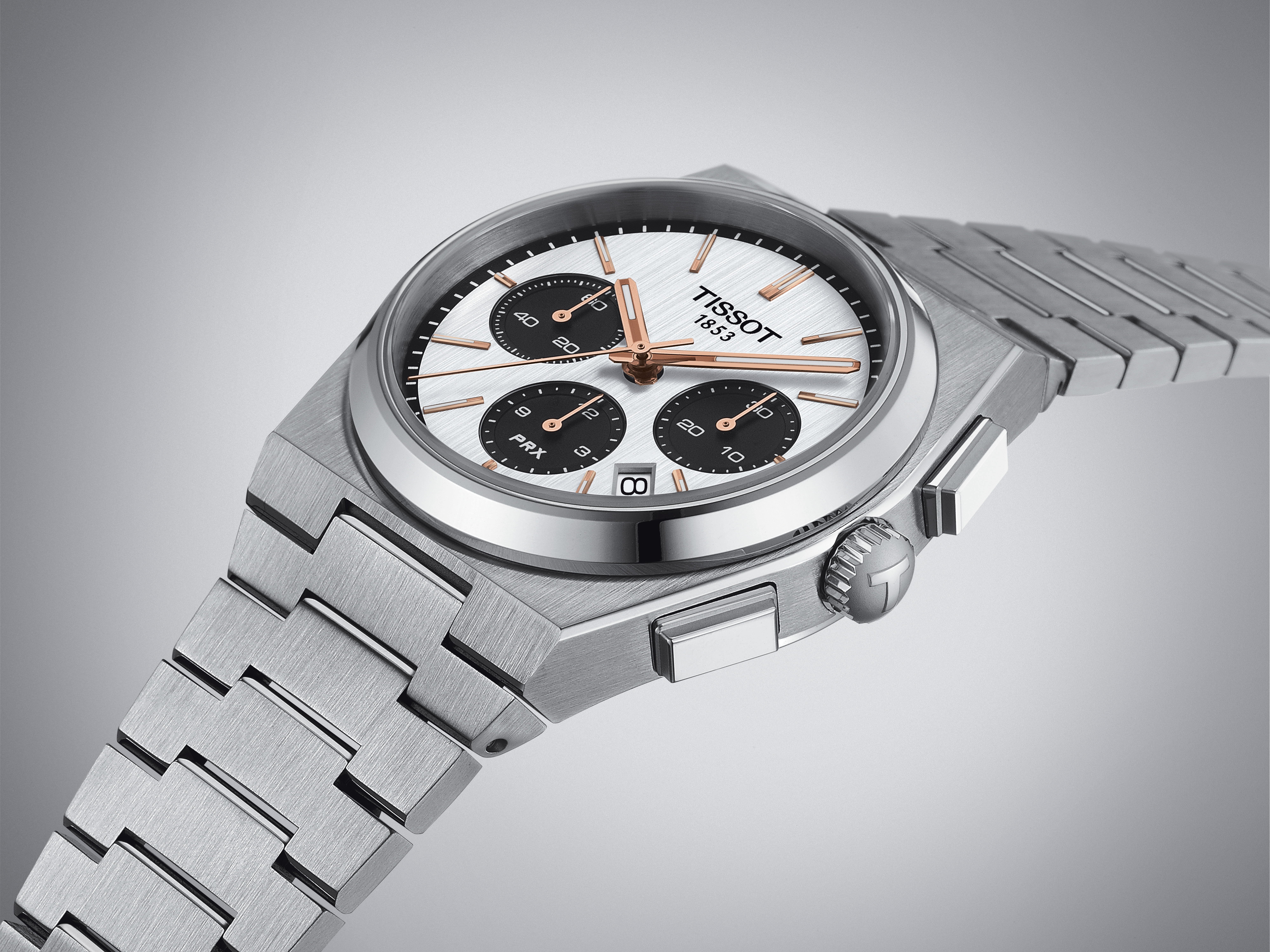 Orologio uOMO Tissot Prx Automatic Chronograph con Quadrante Bianco 42 mm