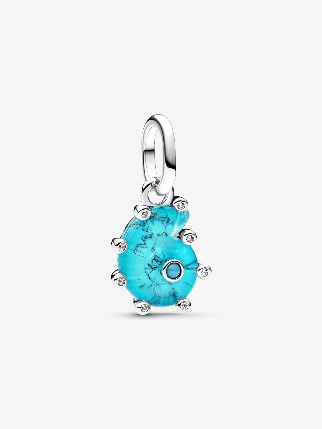 Charm Pandora Pendente Conchiglia Vetro di Murano Turchese Argento Sterling 925