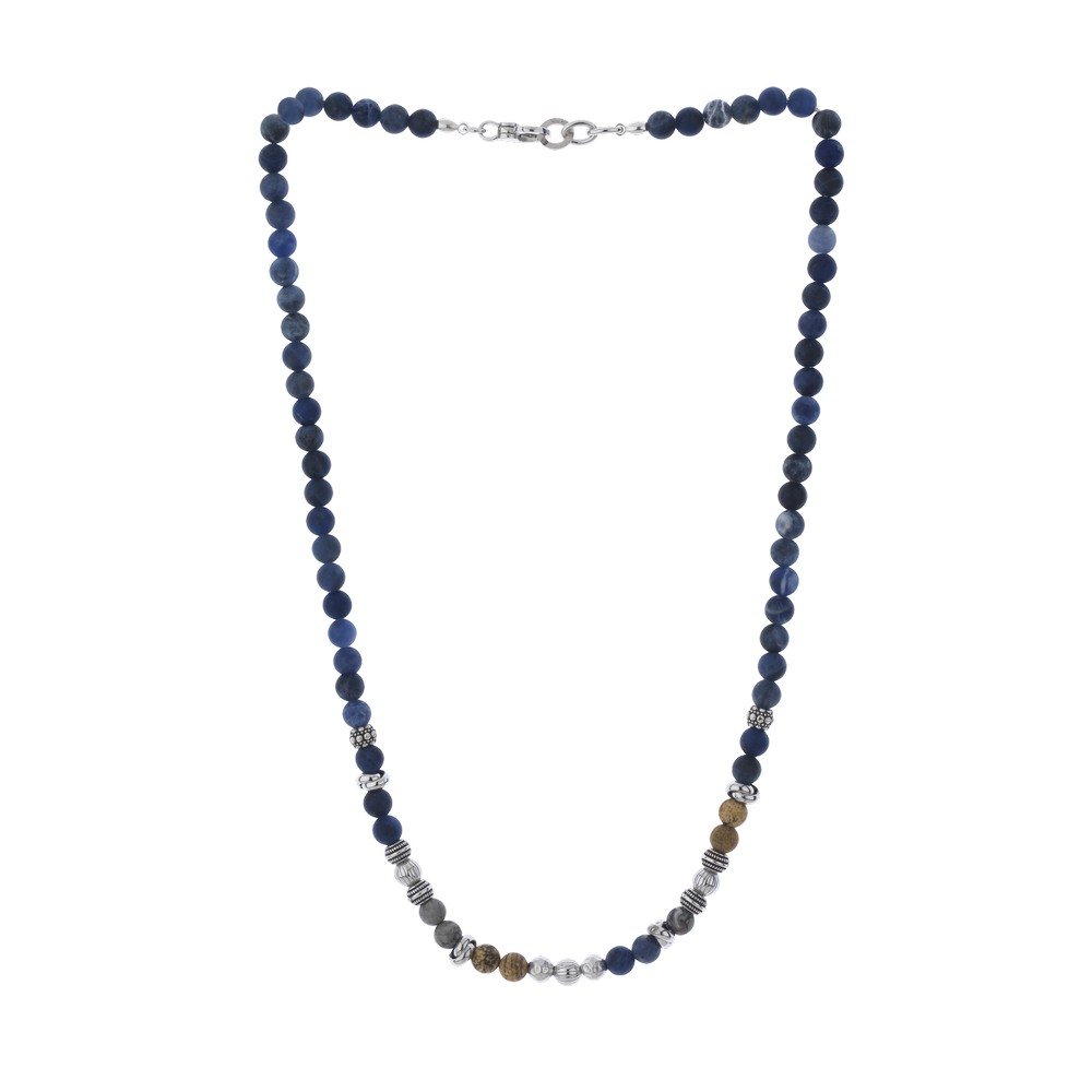 Collana Uomo Suali Sodalite e Diaspro con Elementi 