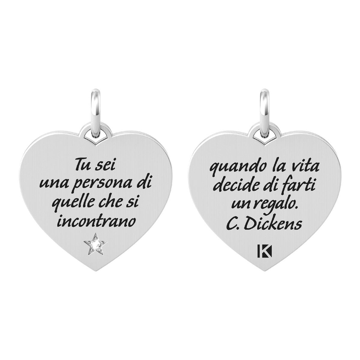 Ciondolo Kidult a Forma di Cuore con Frase Dickens