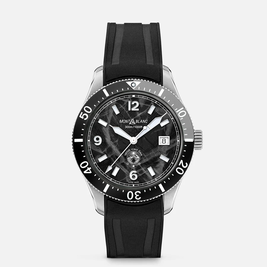 Orologio Uomo Montblanc Iced Sea Automatic Date con Quadrante Nero 41 mm 