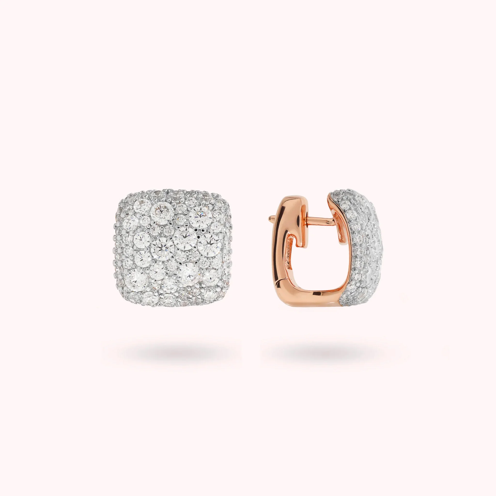 Orecchini Donna Bronzallure a Lobo Quadrati con Pavé di Cubic Zirconia