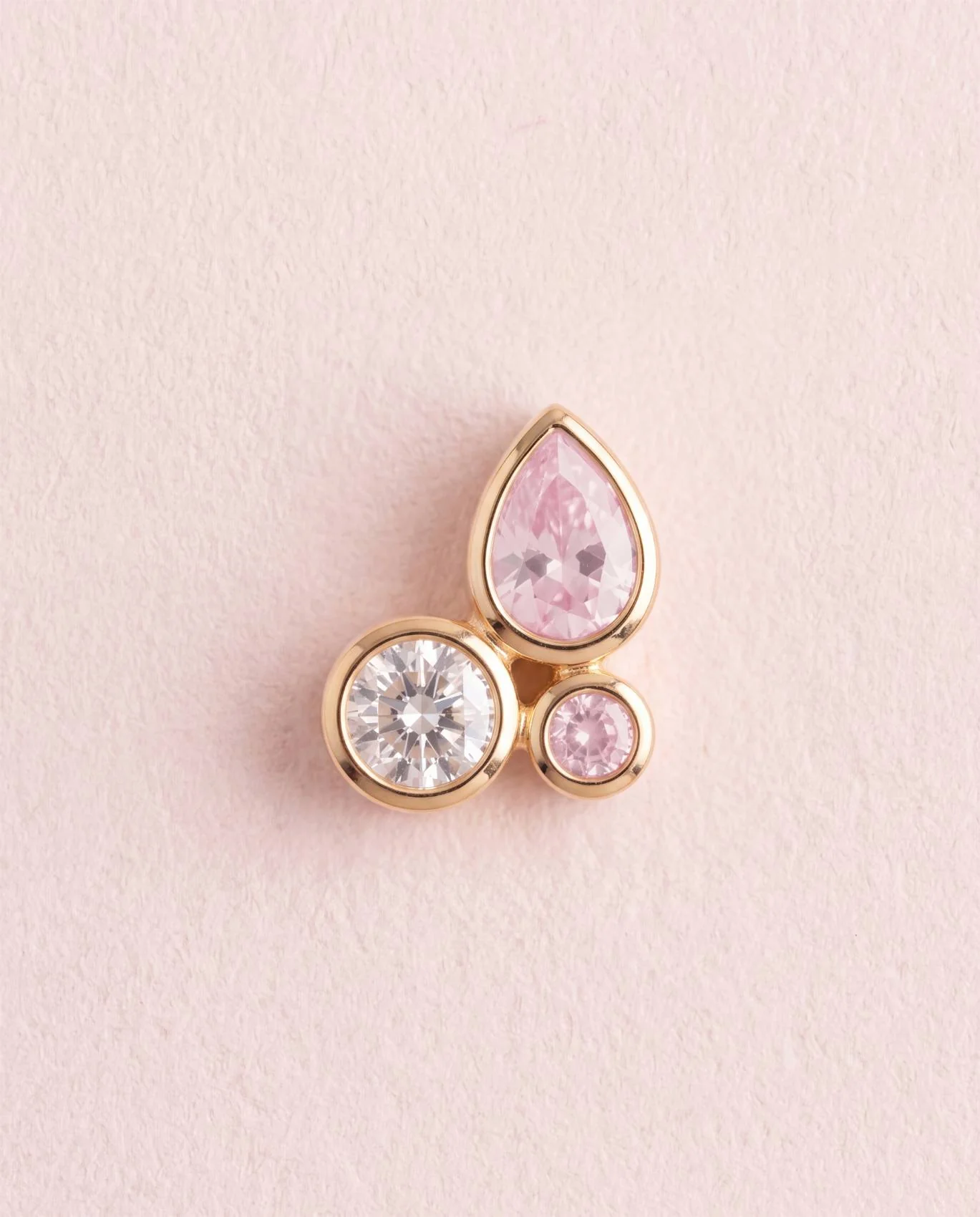 Orecchino Amabile Droplets con Zirconi  Rosa e Bianchi in Argento 925 Placcato oro 