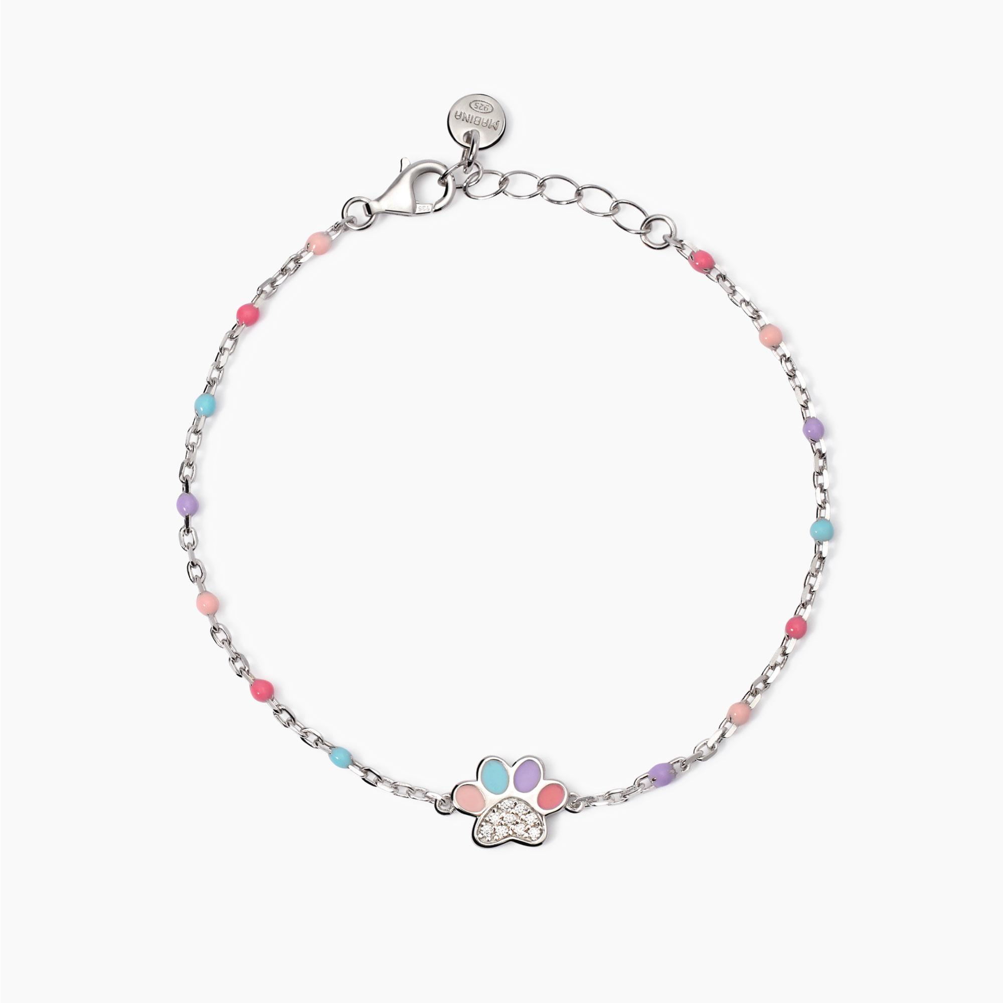 Bracciale Bambina Mabina Qua la Zampa in Argento con Zampa Smaltata 