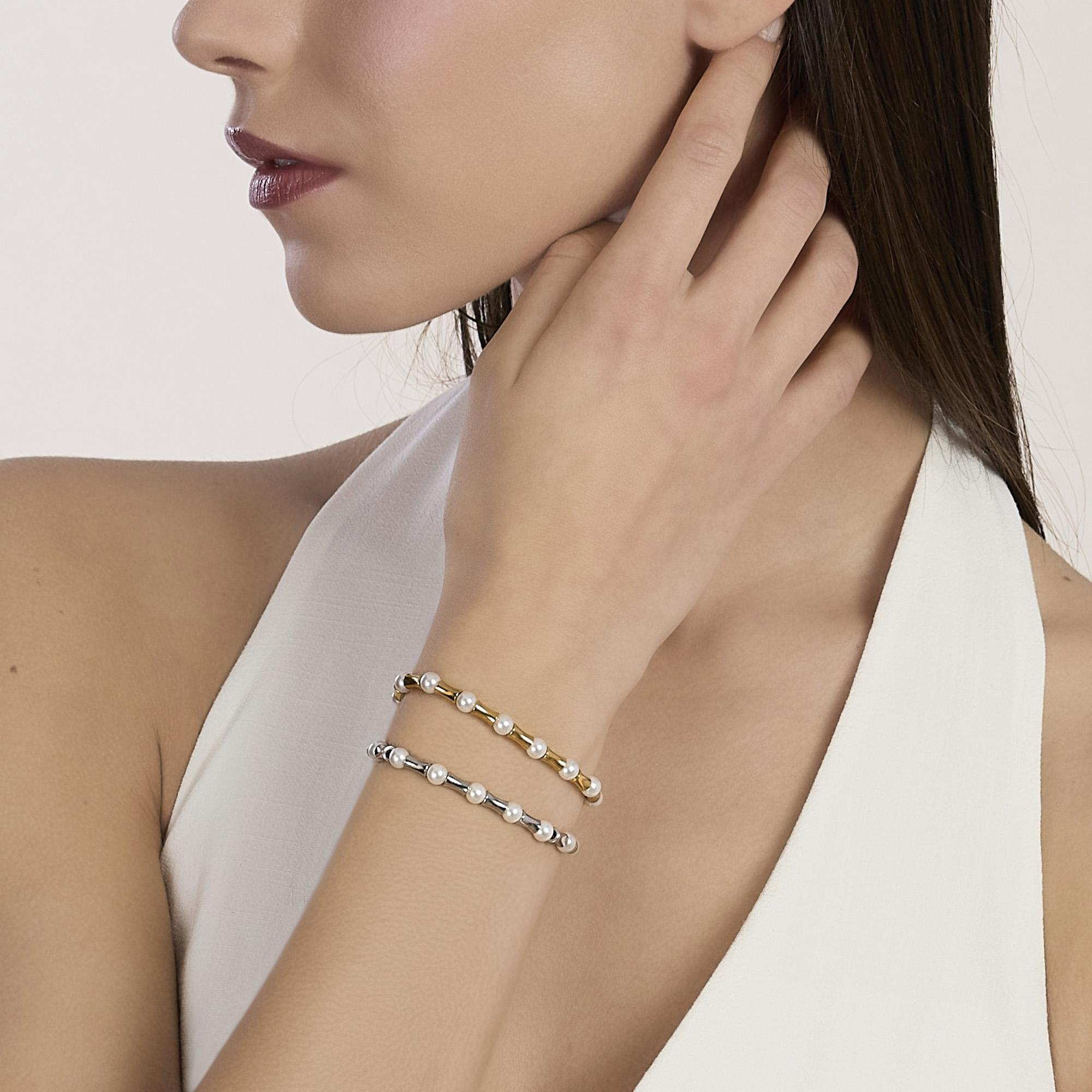 Bracciale Donna Kidult con Elementi Bambù e Perle Conchiglia