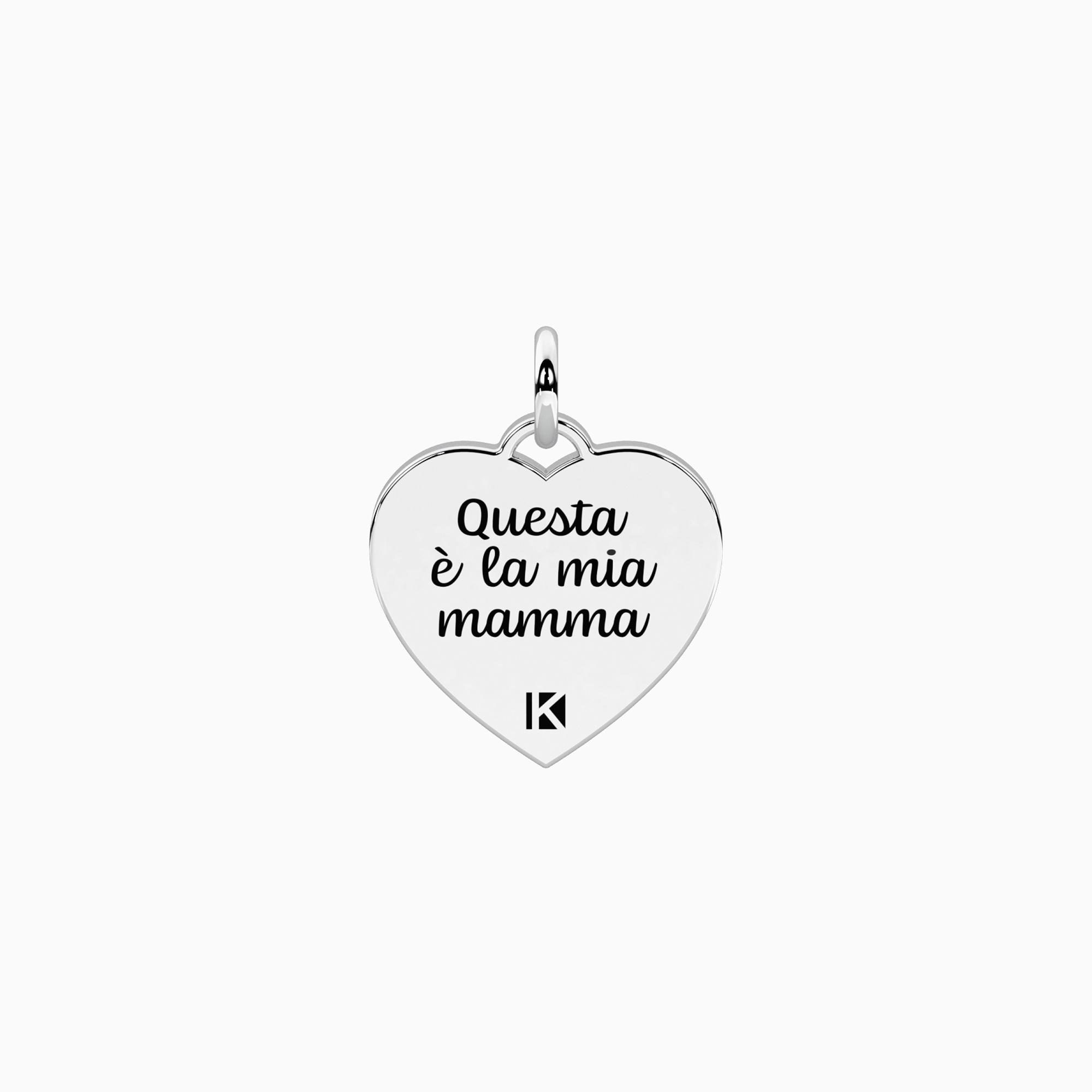 Ciondolo Cuore Donna Kidult Family con Scritta per la Mamma, Abbracci, dolcezza e amore 