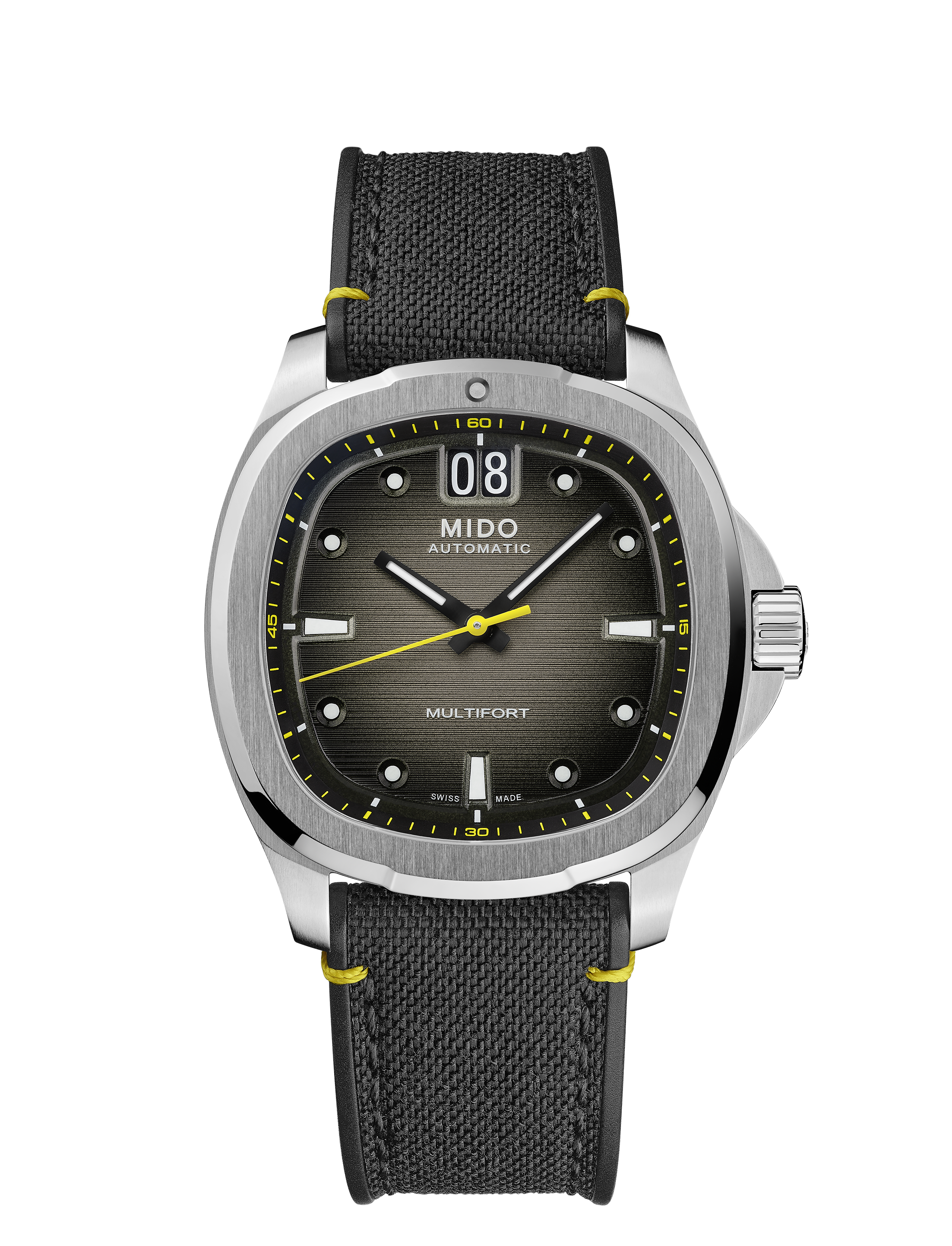 Orologio Uomo Mido Multifort TV Big Date Automatico con Quadrante Grigio Sfumato 40 mm Cinturino in Silicone Nero