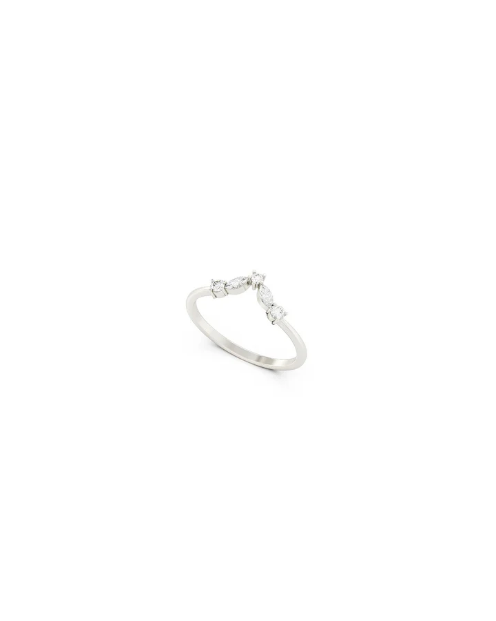 Anello Donna Amabile Chevron Glimmer con Pietre Bianche Misura L