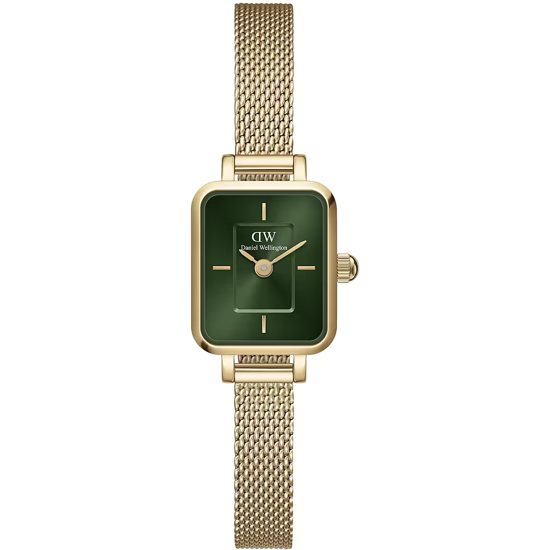 Orologio Donna Daniel Wellington Quadro Mini al Quarzo con Quadrante Verde 22 mm Cinturino Pressed Mesh Placcato Oro