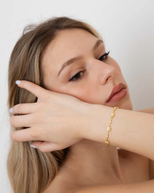 Bracciale Donna Amabile Marjorie Regolabile Dorato con Margherite 