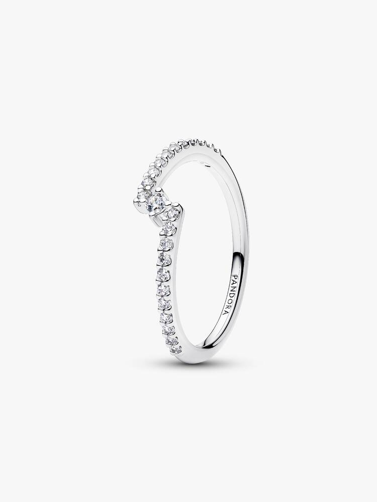 Anello Pandora Pavè Fascia Asimmetrica in Argento Sterling 925 Misura 58