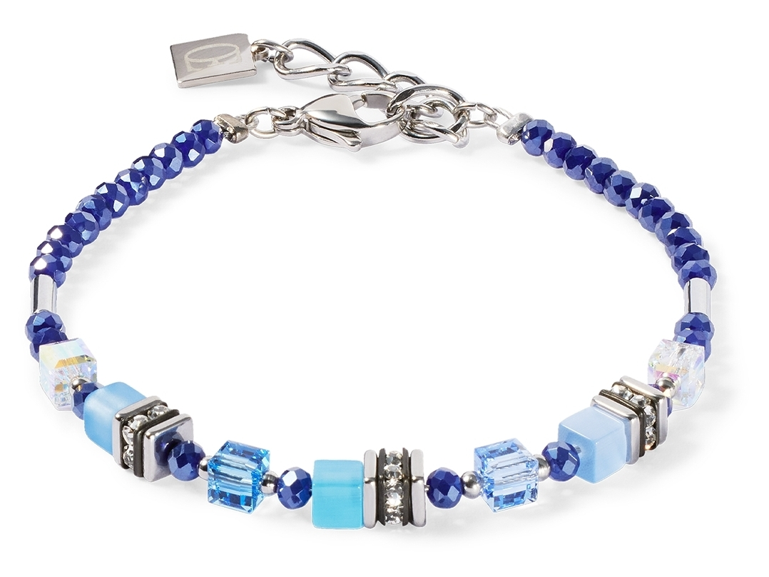 Bracciale Donna Coeur De Lion Princess Earth in Acciaio con Pietre Naturali Blu e Sfere Blu 