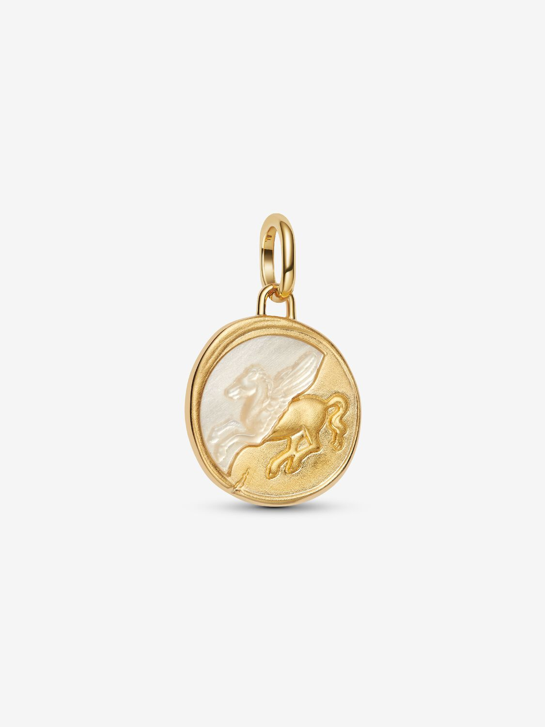Charm Pandora Medallion Pegaso "Ex Animo" Argento Sterling 925, Placcatura in Oro 14k
