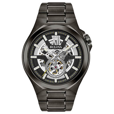 Orologio Uomo Bulova Maquina Automatico con Quadrante Nero 46 mm