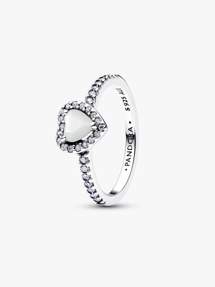 Anello Pandora Cuore in Rilievo Bianco