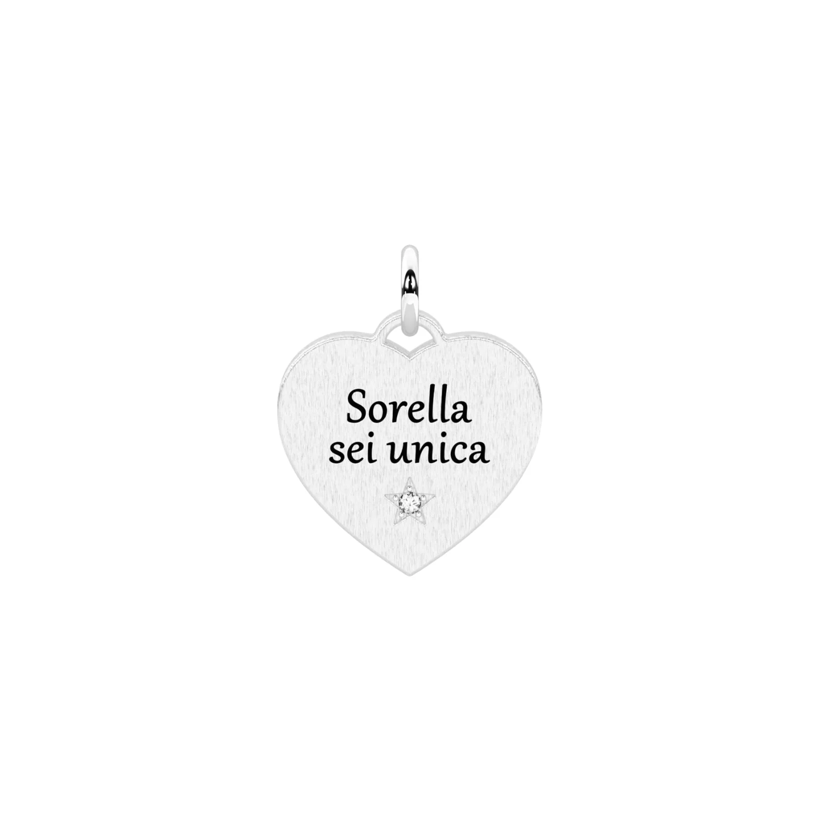 Ciondolo Donna Kidult Family a Cuore con Frase Sorella sei Unica 