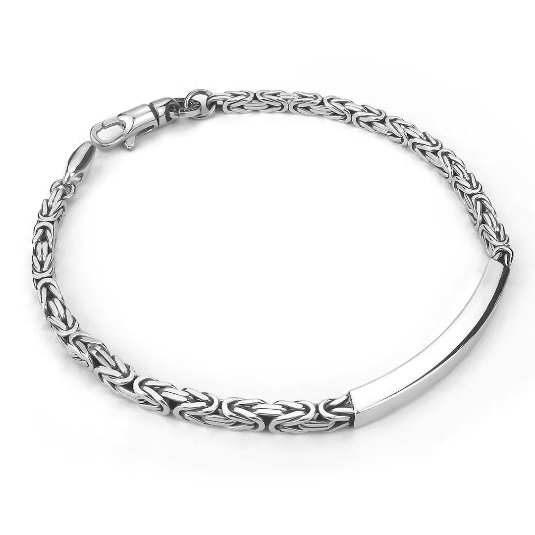 Bracciale Uomo Boccadamo Maglia Bizantina Quadrata con Piastrina 