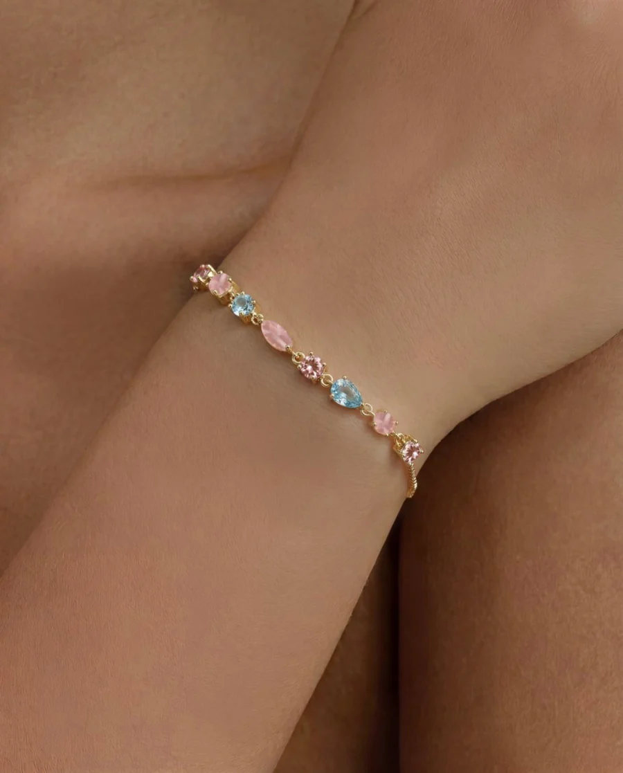 Bracciale Dorato Donna Amabile Pink Lagoon con Zirconi Multicolor 