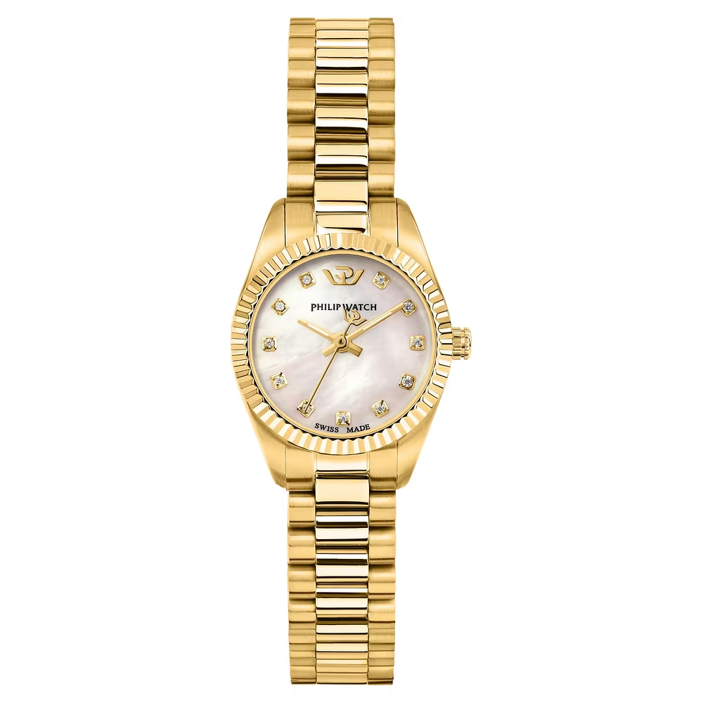 Orologio Donna Philip Watch Caribe Urban Mini al Quarzo con Quadrante Madreperla 24 mm Cinturino Placcato Oro