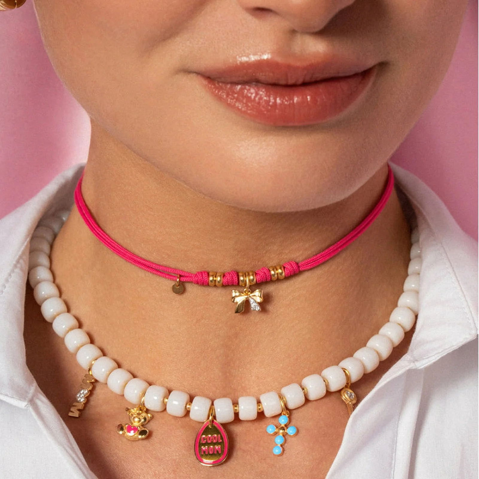 Charm Donna Rue Des Mille Charm Bar Croce Pallini Smalto Azzurro
