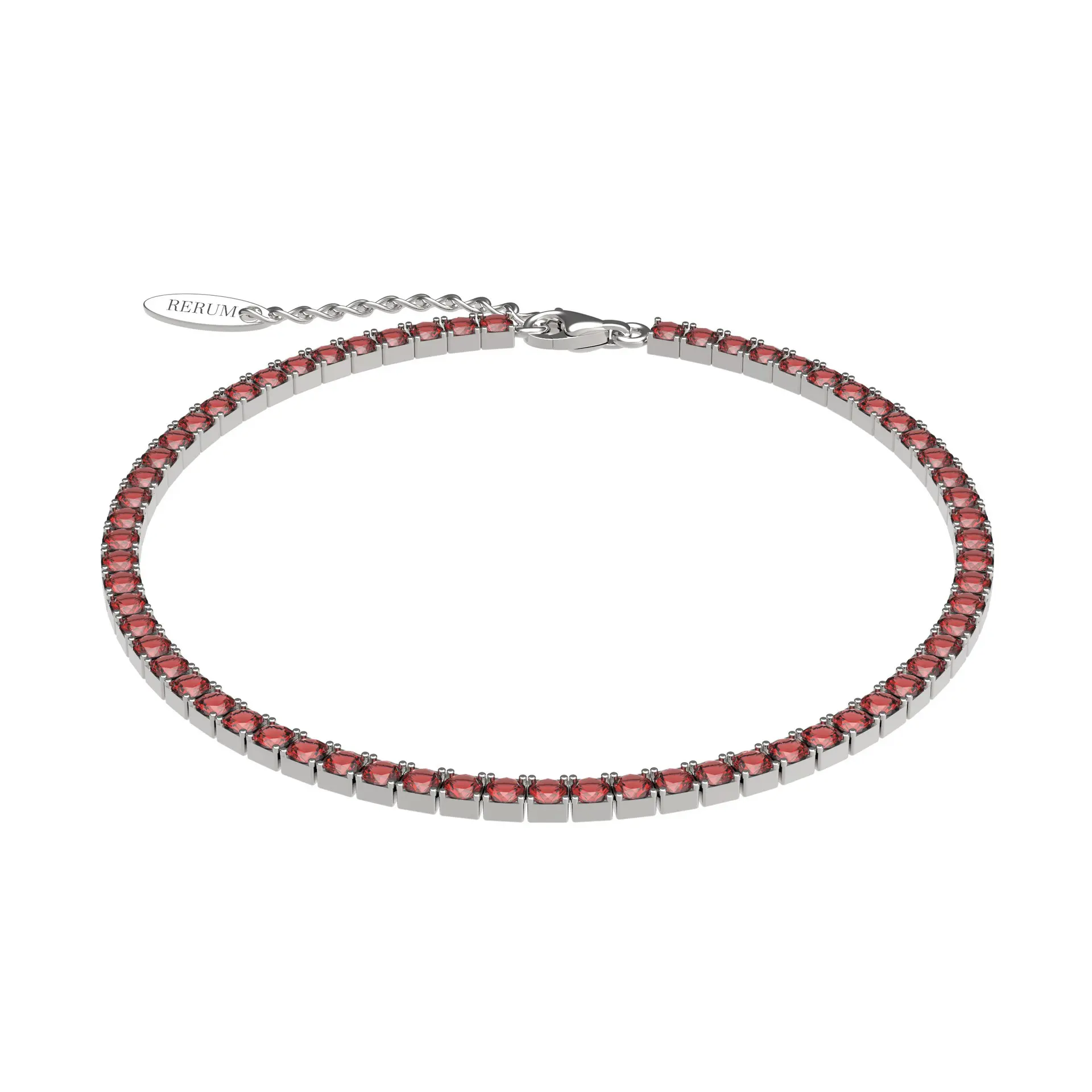 Bracciale Donna Rerum Tennis Rosso 2,5 mm in Argento Rodiato e CZ Granato