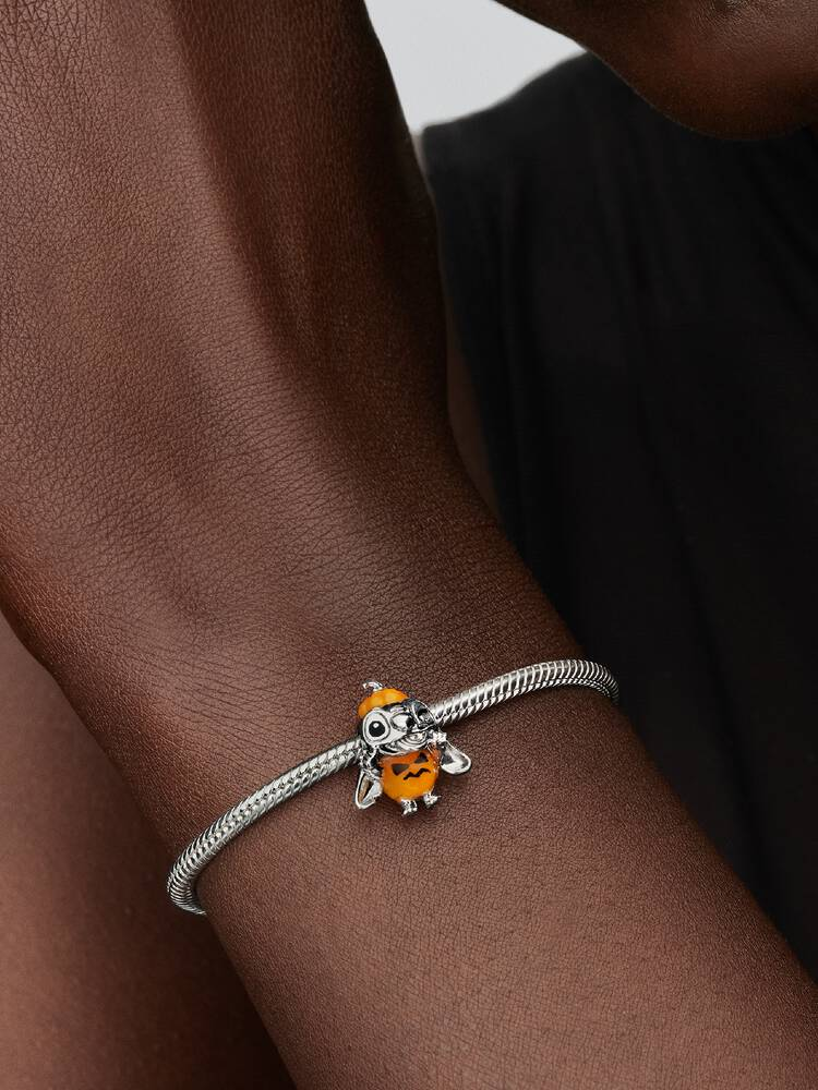 Pandora Disney, Lilo & Stitch, Stitch con zucca di Halloween in Argento 925