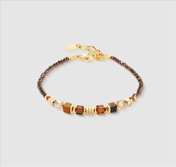 Bracciale Coeur De Lion Wave Cube Flow Oro-Marrone 