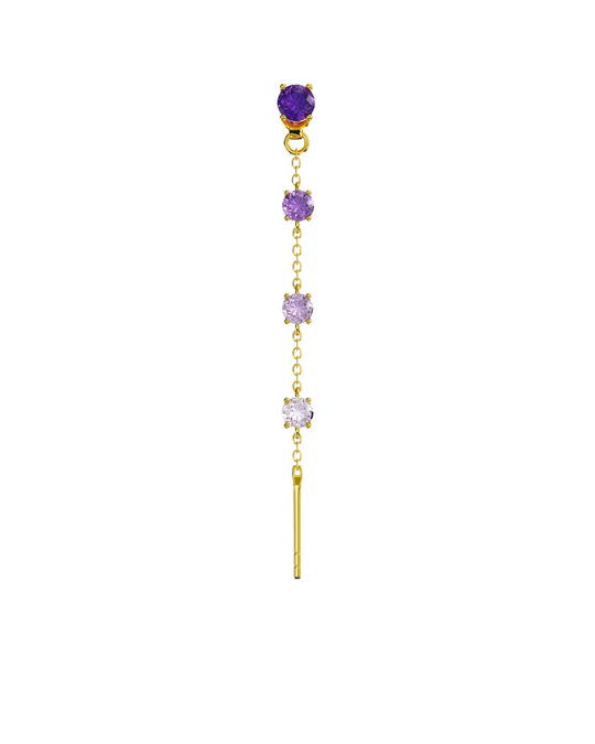 Orecchino Donna Amabile Charmi Luce Pendente con Zirconi Viola e Chiusura Intercambiabile 