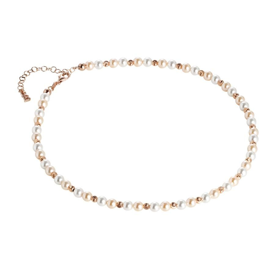 Collana Donna Boccadamo con Perline Alternate a Sfere in Argento Diamantato 