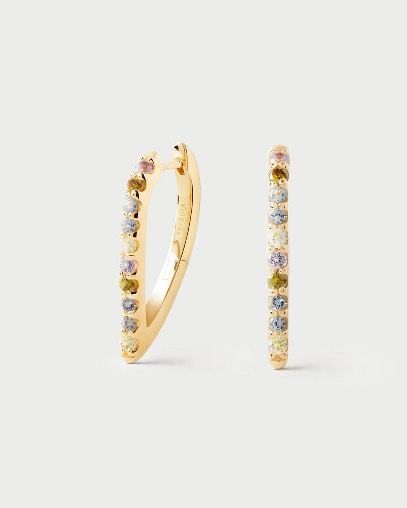 Orecchini Donna Pdpaola Gloss a Cerchio Geometrici con Forma Ovale e Zirconi Multicolor 