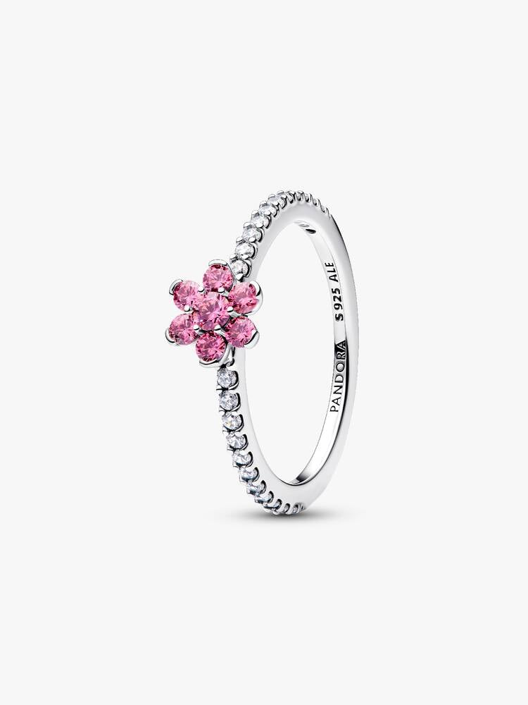 Anello Pandora Fiore Luminoso con Zirconi Rosa in Argento Sterling 925 Misura 52