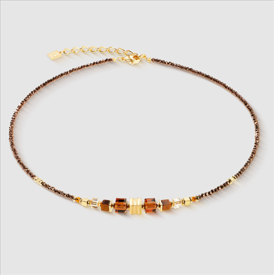 Collana Coeur De Lion Wave Cube Flow oro-marrone