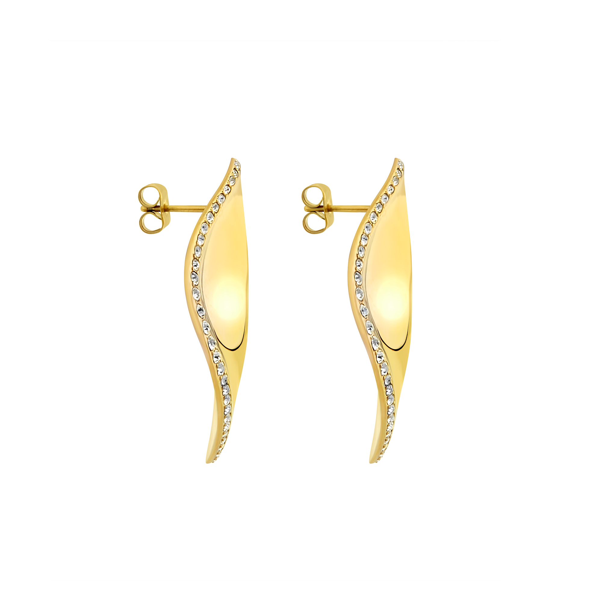 Orecchini Donna Breil Ritorcare in Acciaio pvd Oro con Pavè di Zirconi Bianchi 