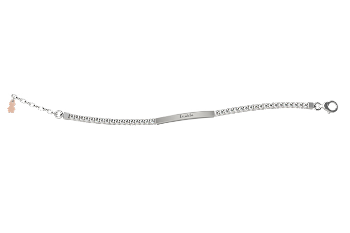Bracciale Bimbo Nanan Tennis con Targa e Zirconi Bianchi 