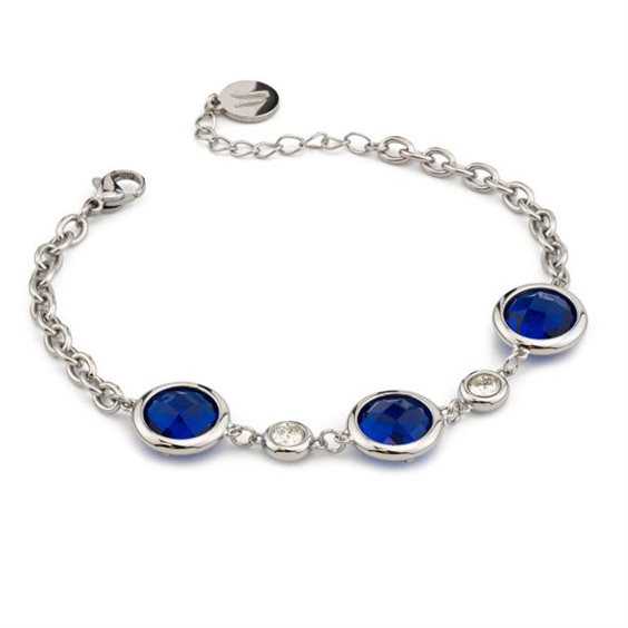 Bracciale Donna Boccadamo Mya in Acciaio con Pietre Blu e Bianche 