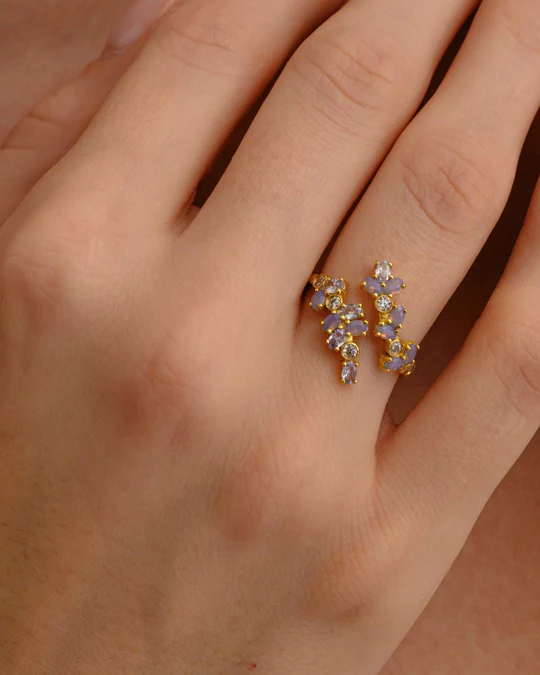 Anello Donna Amabile Lavanda Contrariè Dorato con Rami di Lavanda 