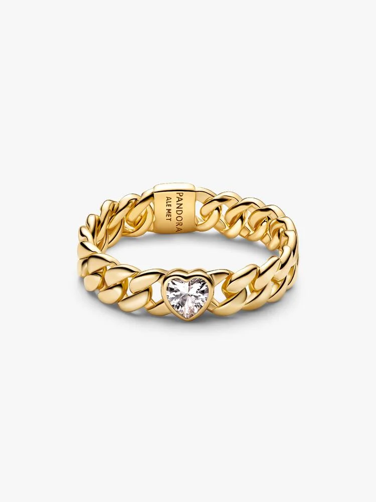 Anello Pandora Maglia Cubana Cuore 
