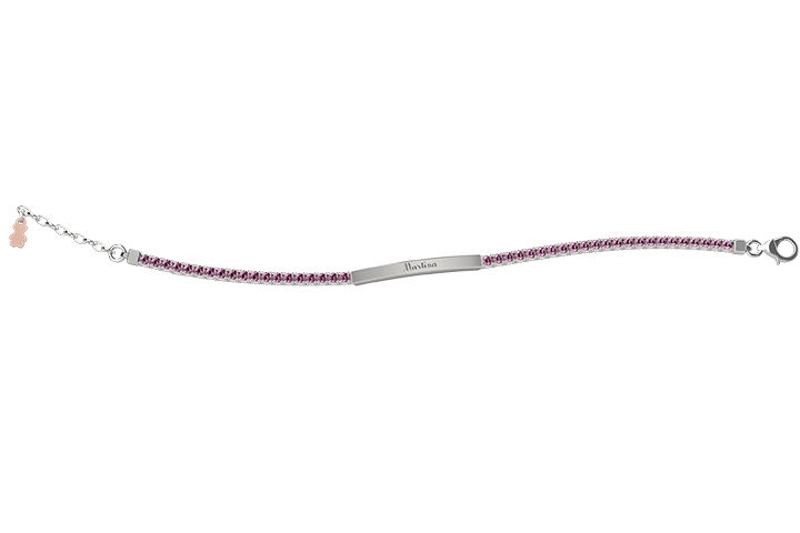 Bracciale Donna Nanan Tennis con Zirconi Rosa e Targa 
