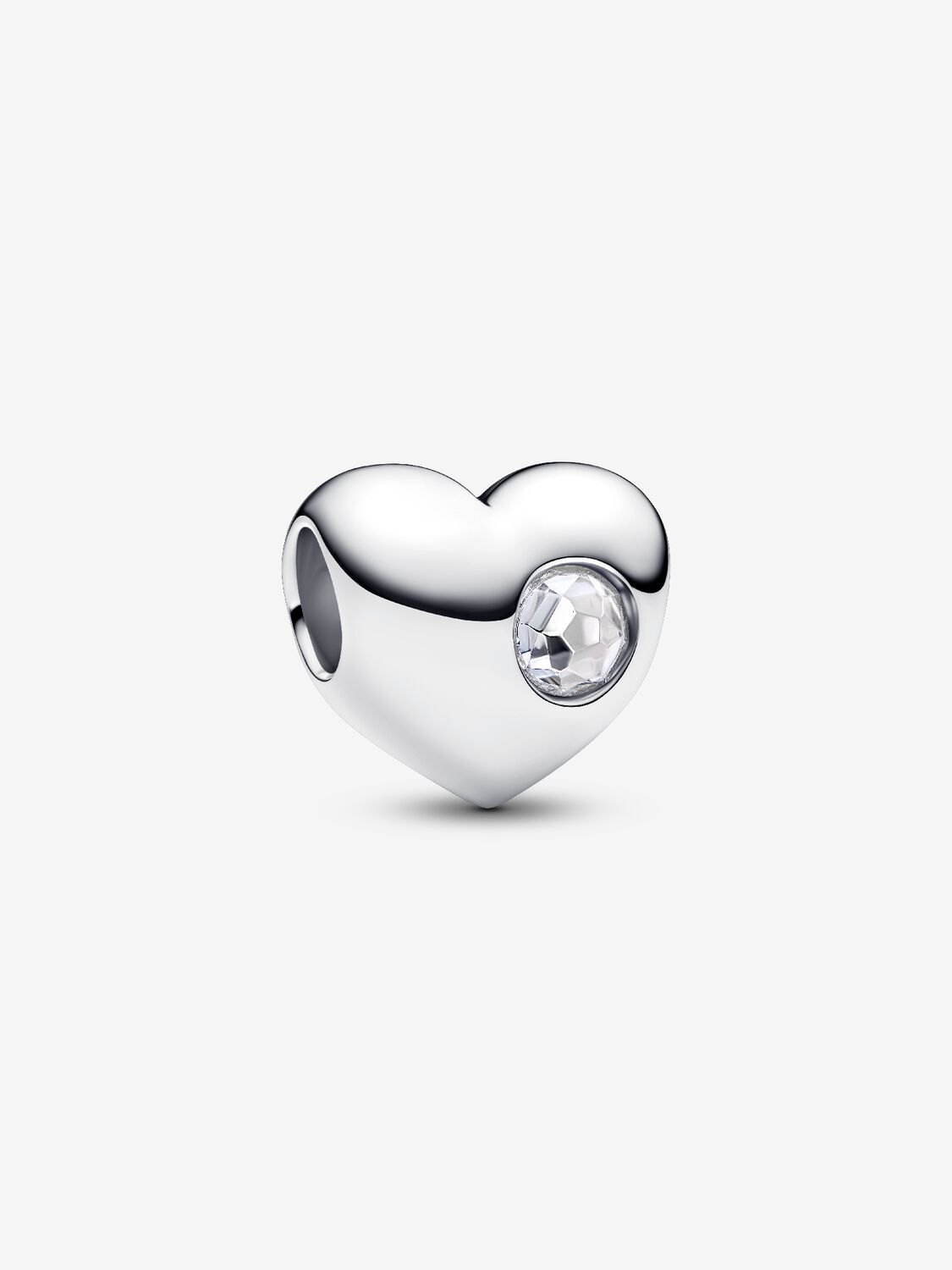 Charm Pandora Cuore con Pietra Bianca Aprile da Incidere