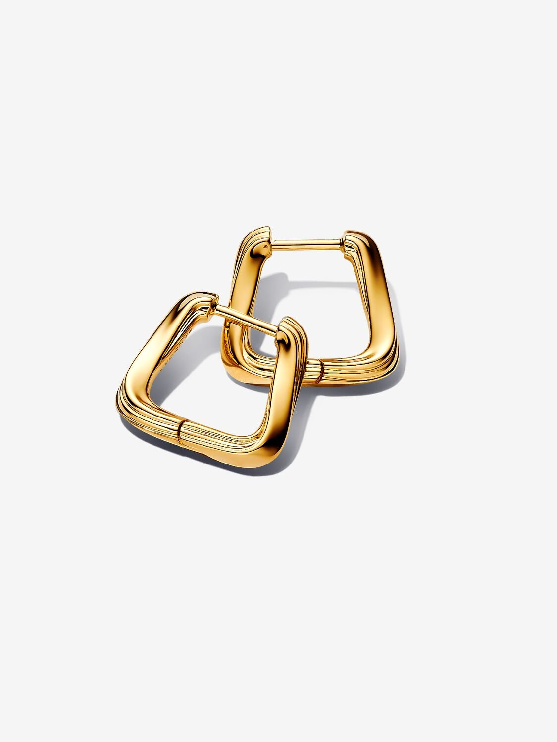 Orecchini Pandora Cerchi Squadrati Linea Avvolgente Placcatura in Oro 14k