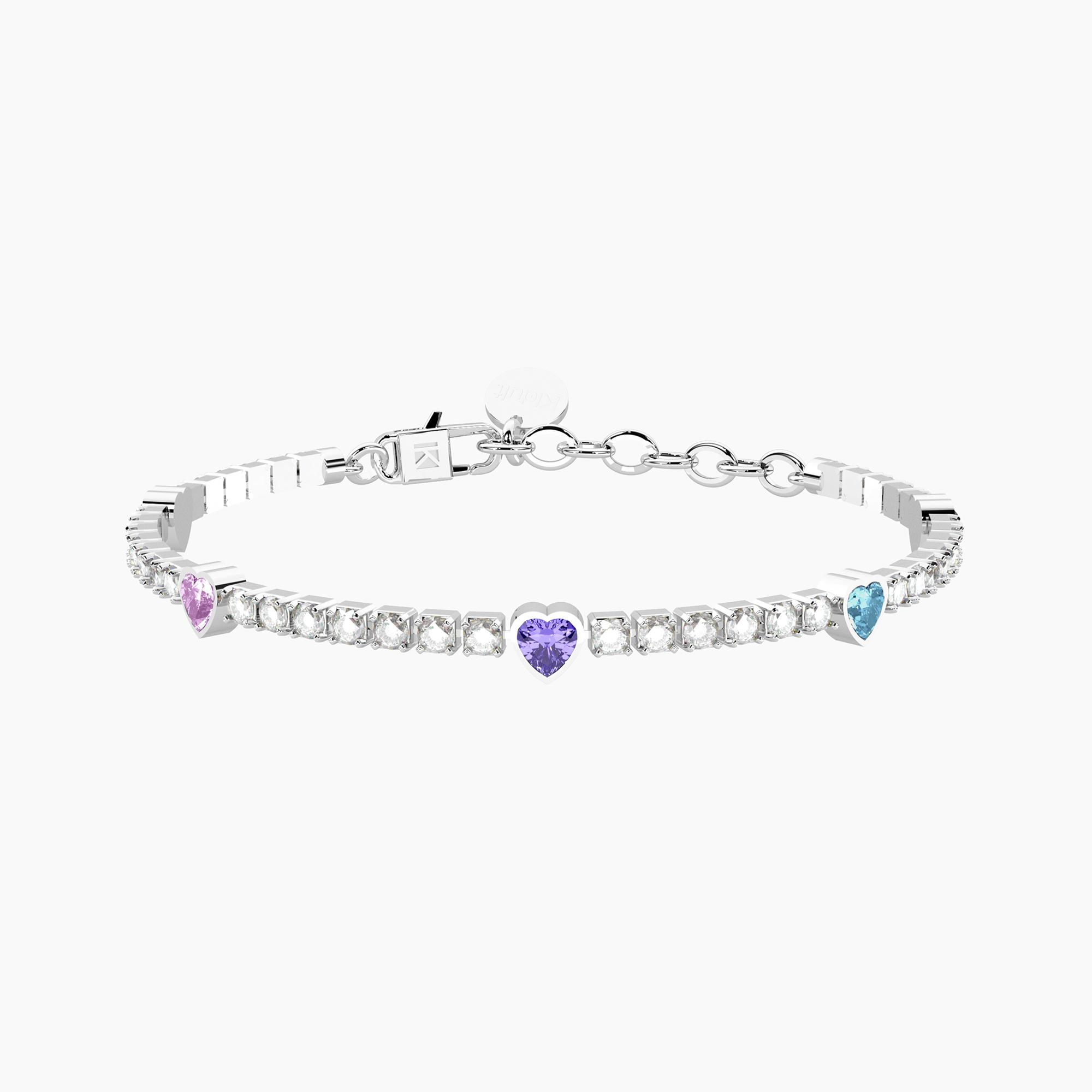 Bracciale Donna Kidult Tennis in Cristalli e Cuori Multicolor