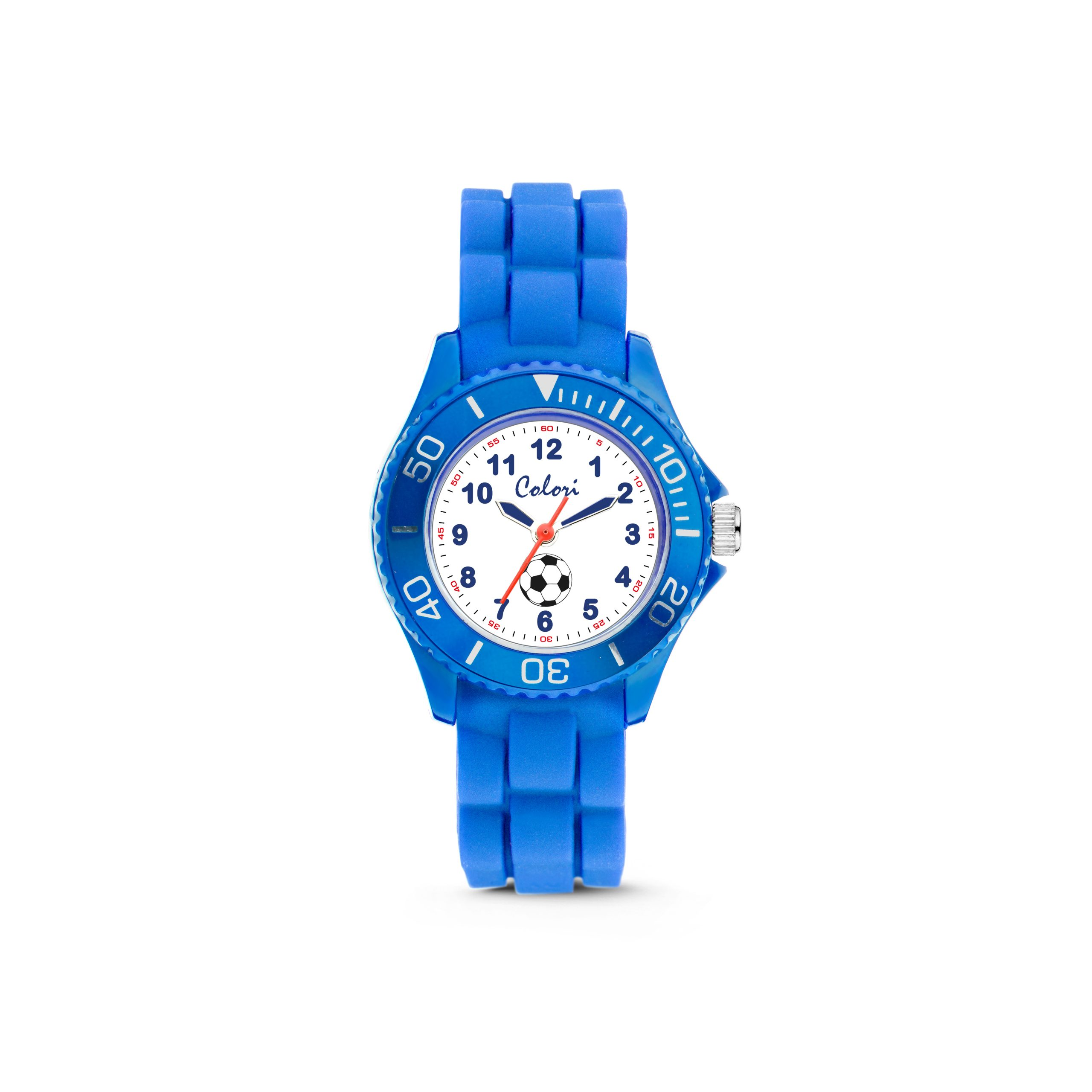 Orologio Bambino Colori Kidswatch con Pallone da Calcio al Quarzo con Quadrante Bianco 30mm Cinturino Blu